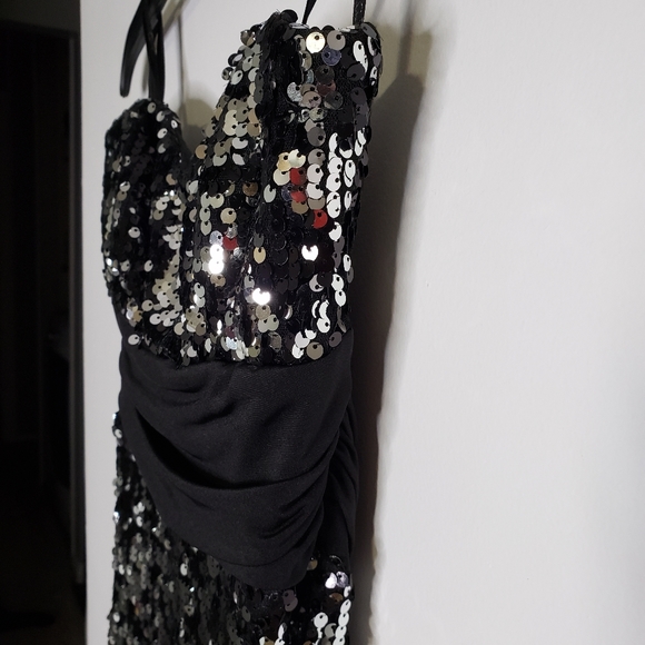 Sequin black/silver Speechless strapless long formal gown size small - Picture 5 of 12